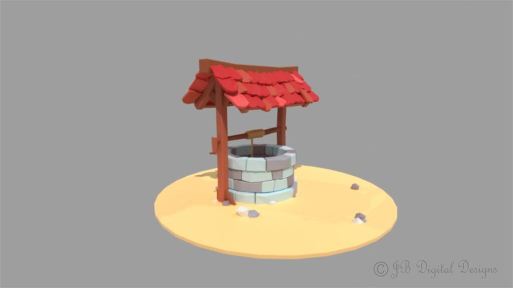 Water well with red roof