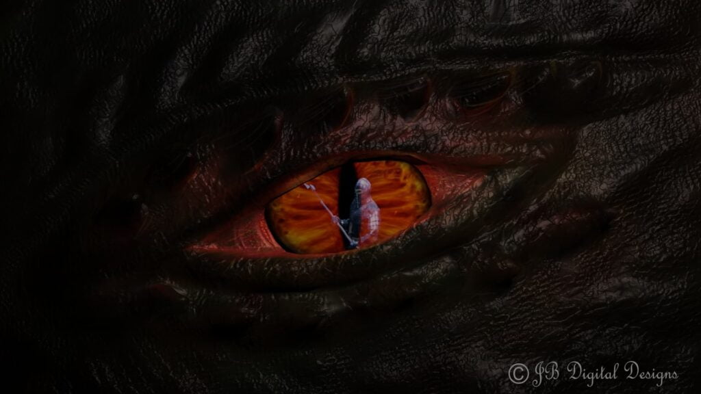 Dragon's eye with a knight's reflection